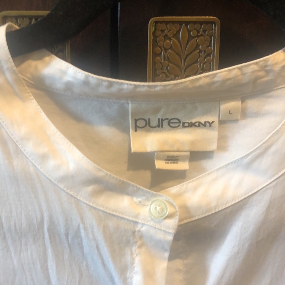 DKNY Pure cotton tunic in white with lace ruffle trim around bottom hem size L - Picture 2 of 5